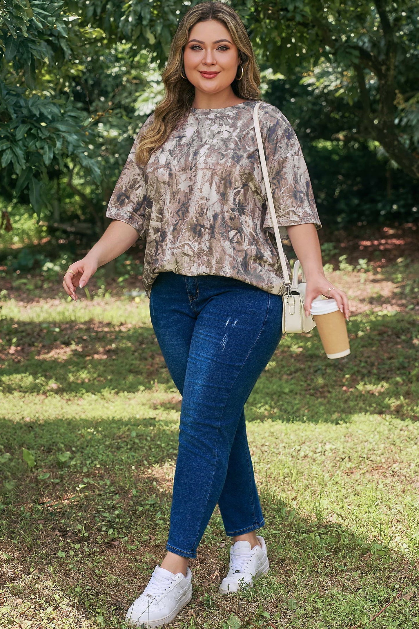 Plus Size Woodland Camo Short Sleeve T-Shirt