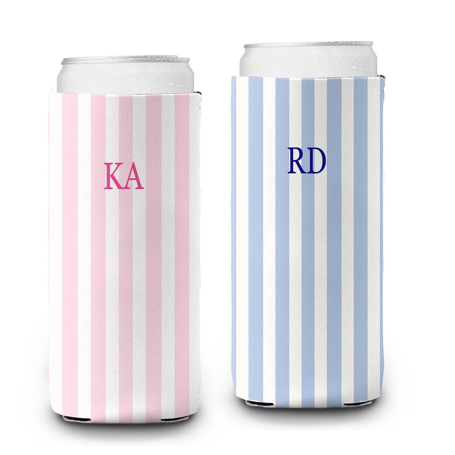 Personalized Slim Can Cooler, Two-Tone Stripe