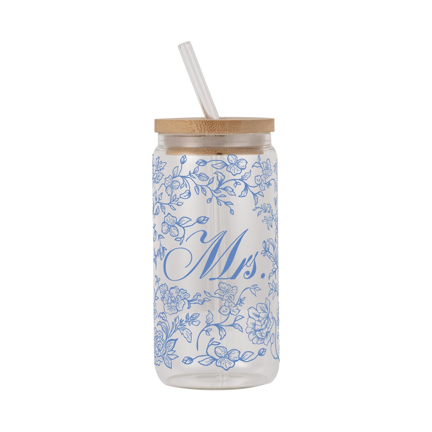 Mrs Chinoiserie Bridal Cup With Lid & Straw Non Personalized or Personalized