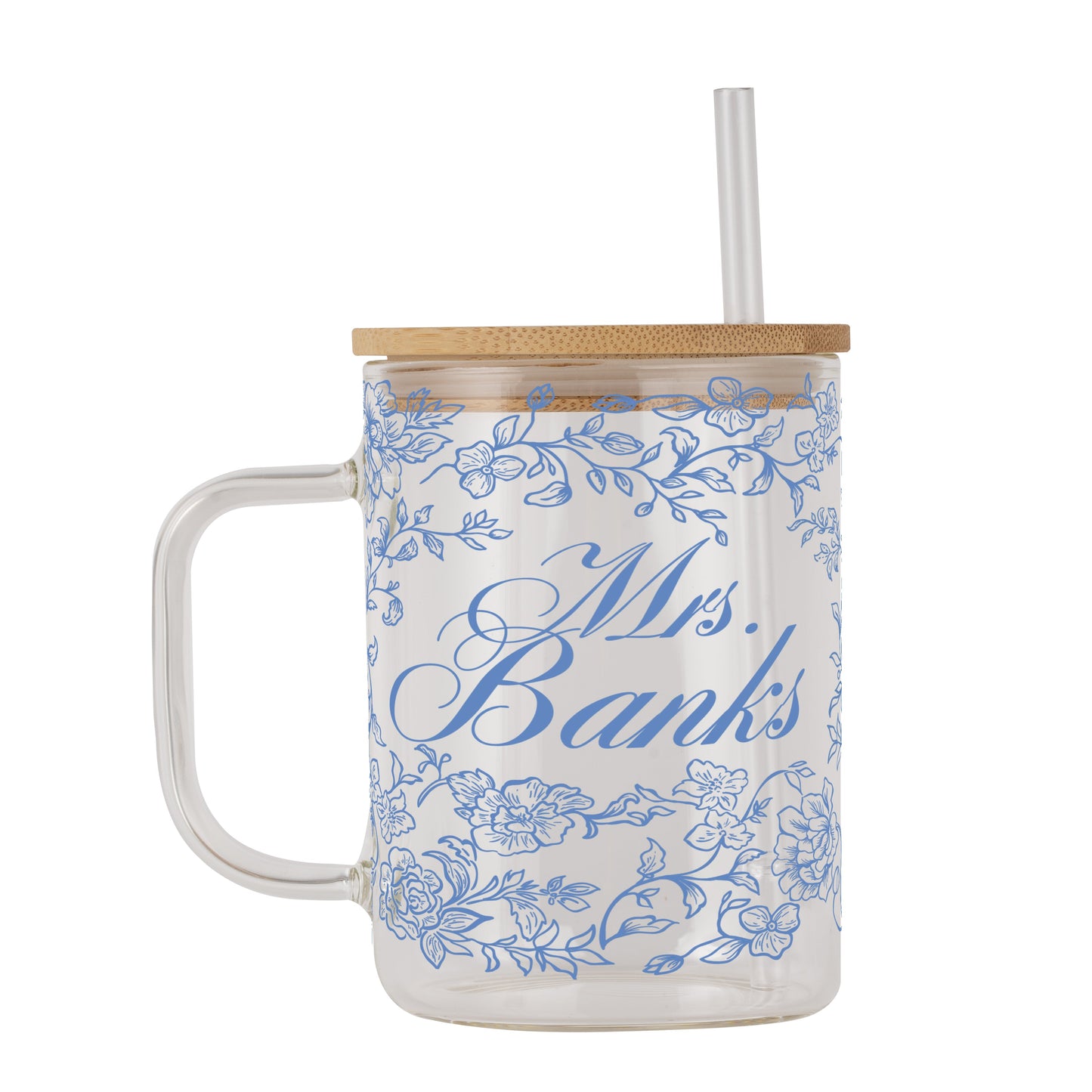 Mrs Chinoiserie Bridal Cup With Lid & Straw Non Personalized or Personalized