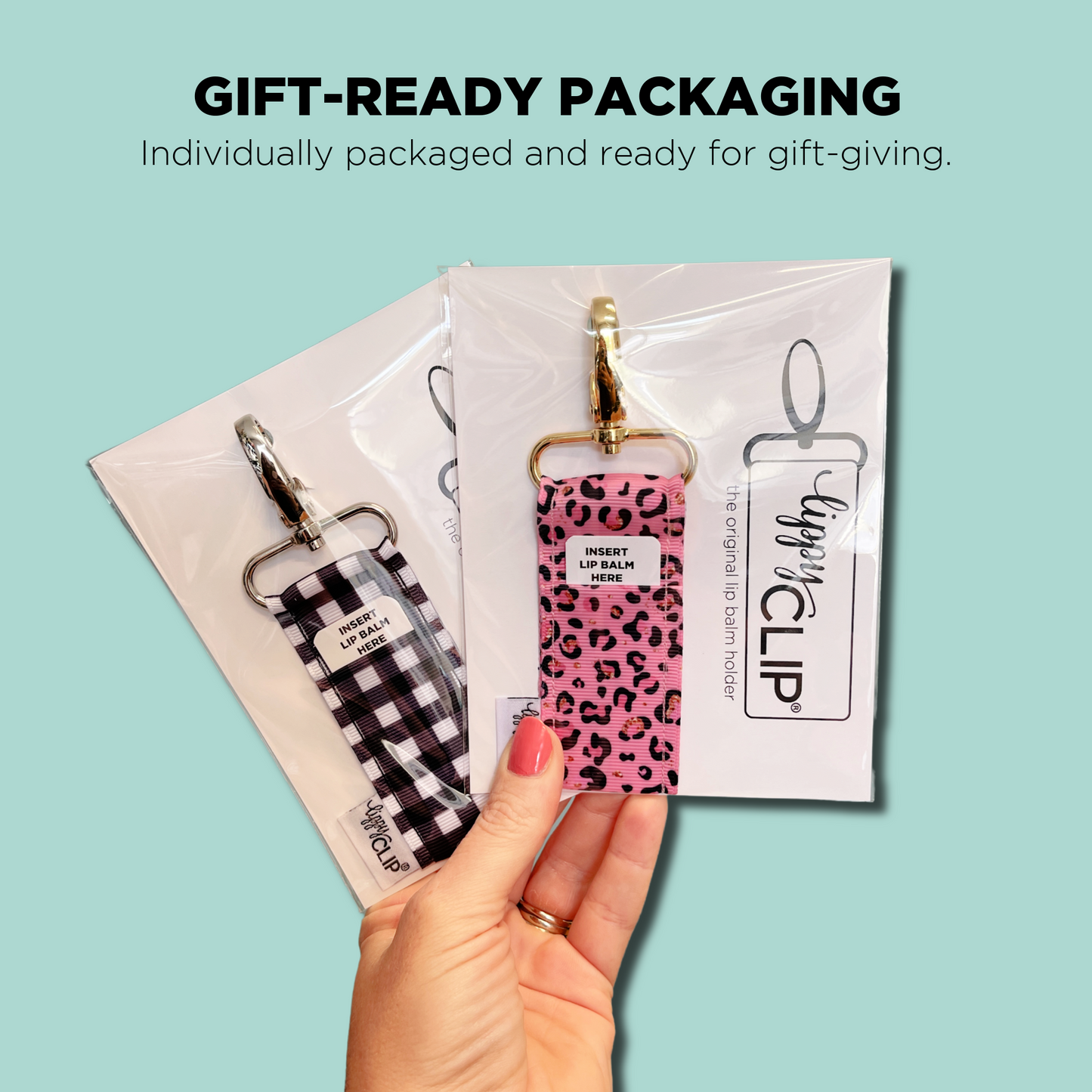 Light Blue and White Gingham LippyClip® Lip Balm Holder