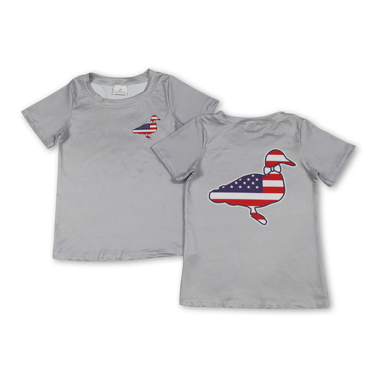 BABY / KIDS Grey short sleeves stars stripe duck boys 4th of july shirt