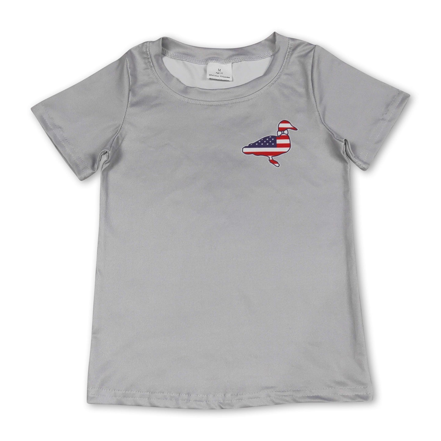 BABY / KIDS Grey short sleeves stars stripe duck boys 4th of july shirt