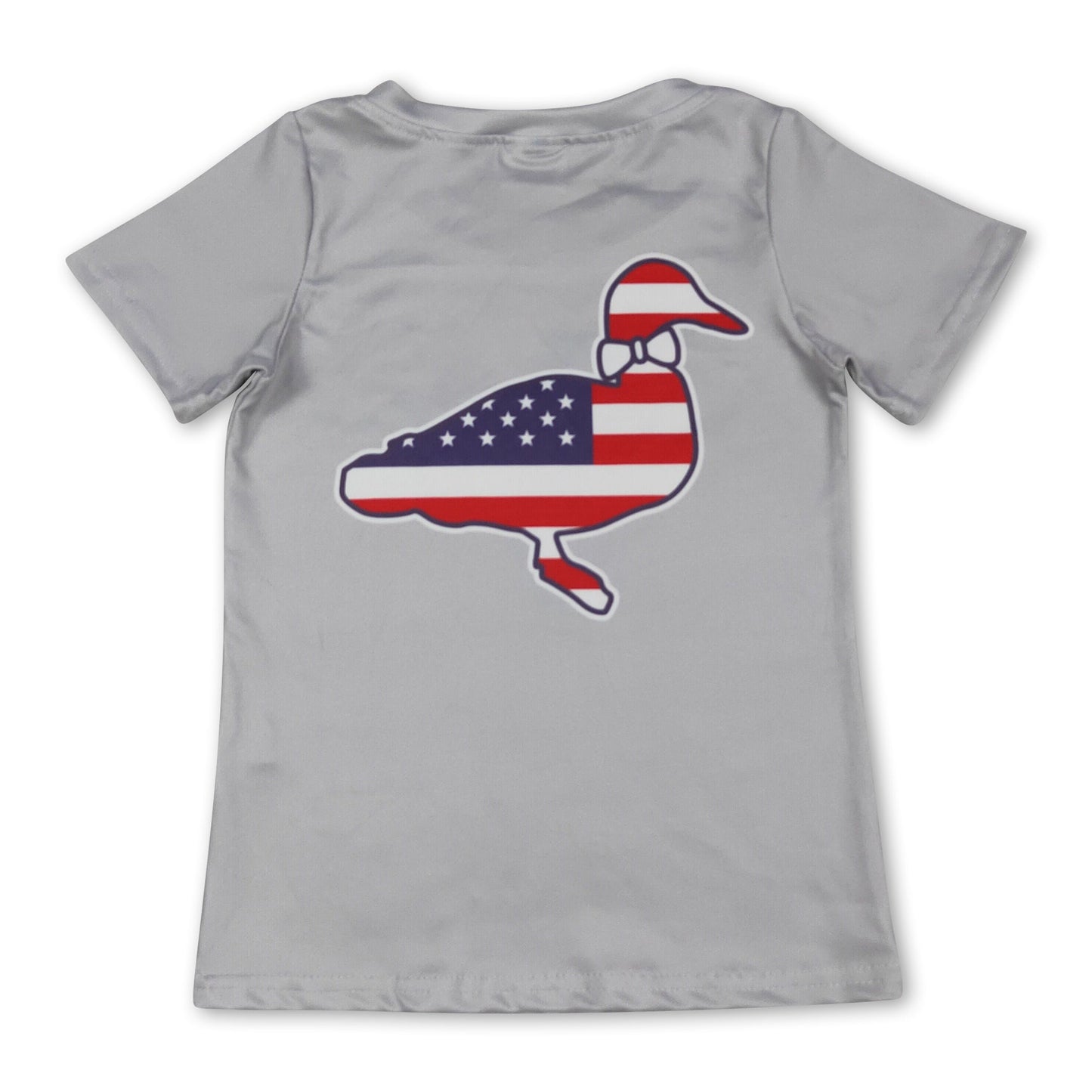 BABY / KIDS Grey short sleeves stars stripe duck boys 4th of july shirt