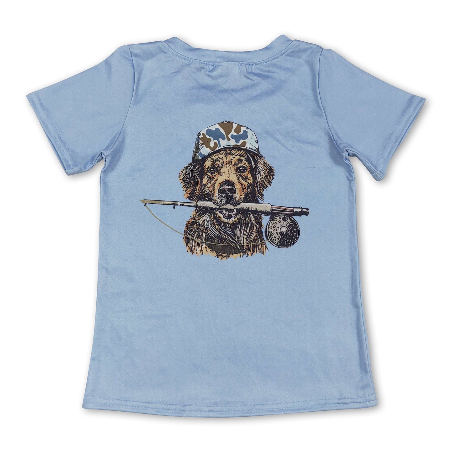 BABY / TODDLER / KIDS Short sleeves light blue camo dog kids boys shirts
