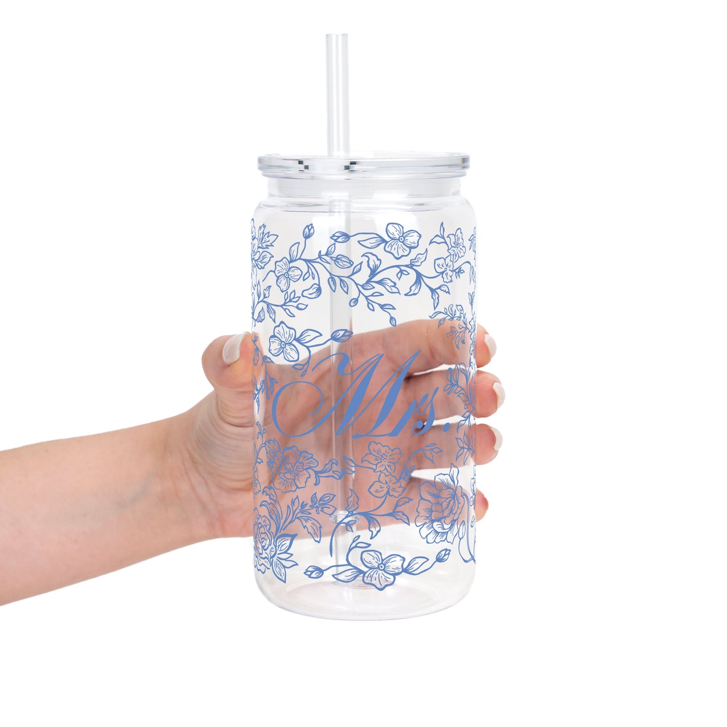 Mrs Chinoiserie Bridal Cup With Lid & Straw Non Personalized or Personalized