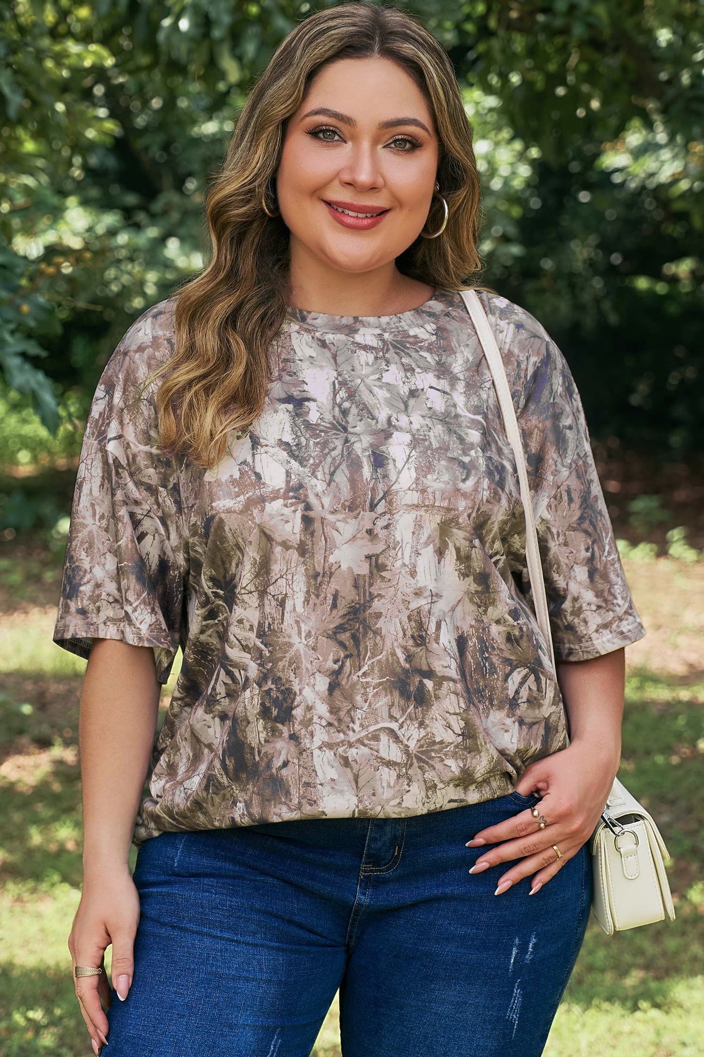 Plus Size Woodland Camo Short Sleeve T-Shirt