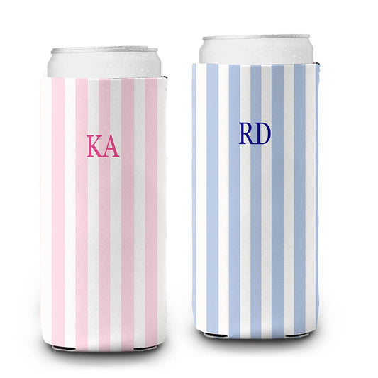 Personalized Slim Can Cooler, Two-Tone Stripe